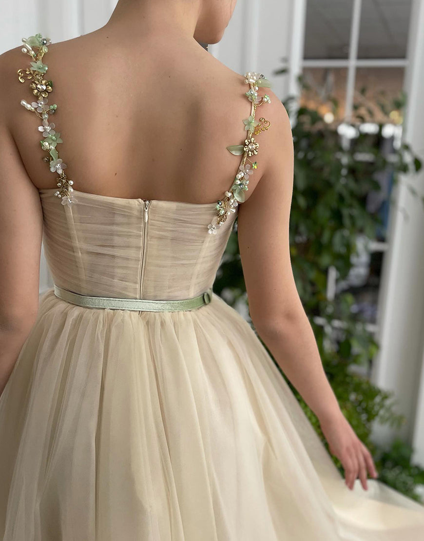 Ally | Apricot Homecoming Dress with Beading - Prom Dress - DYAVOR®