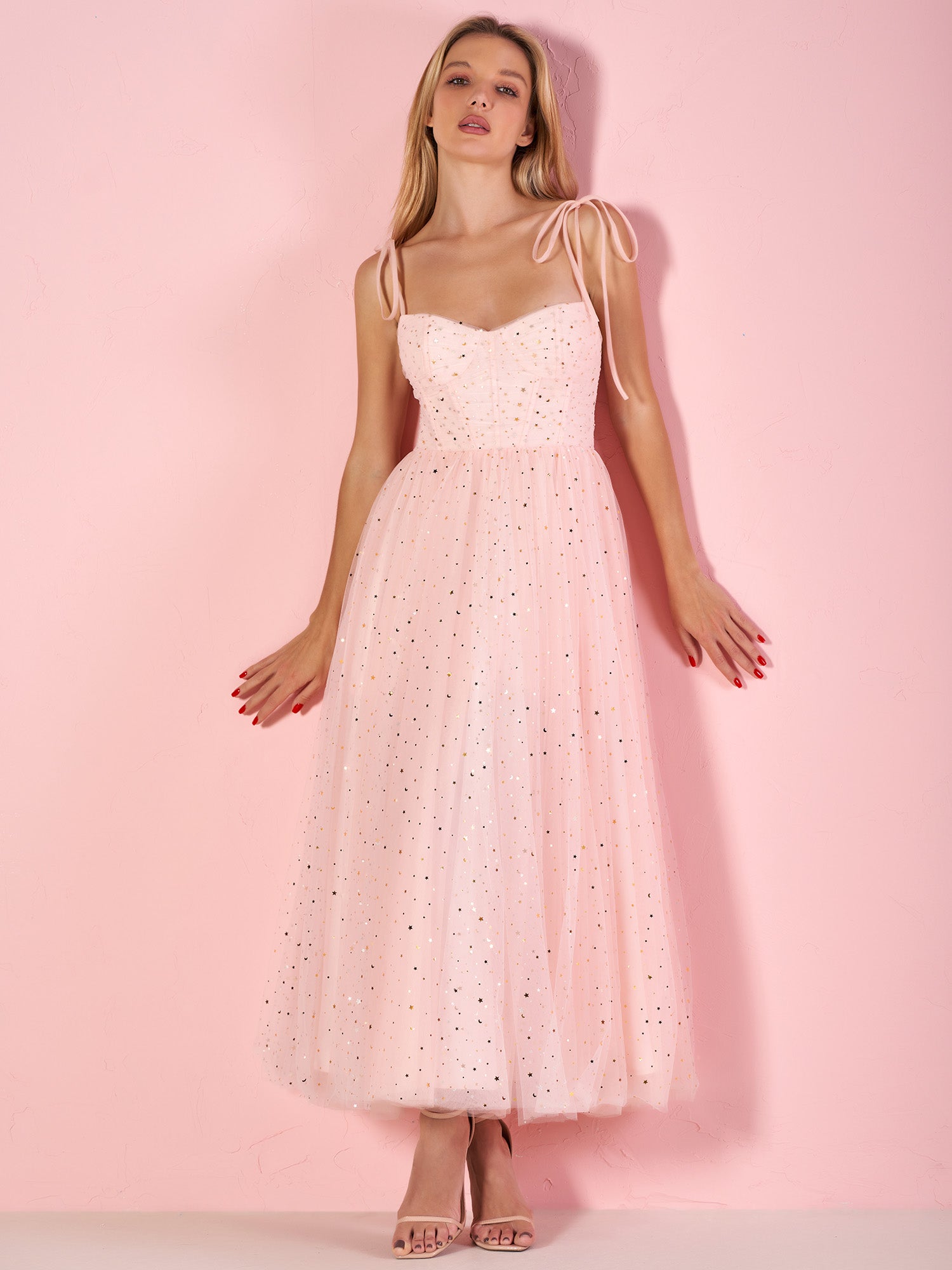 Sweetheart Neckline Starlit Cloar Maxi Length Tulle Prom Dress - Prom Dresses - DYAVOR®