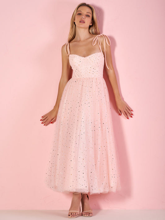 Sweetheart Neckline Starlit Cloar Maxi Length Tulle Prom Dress - Prom Dresses - DYAVOR®