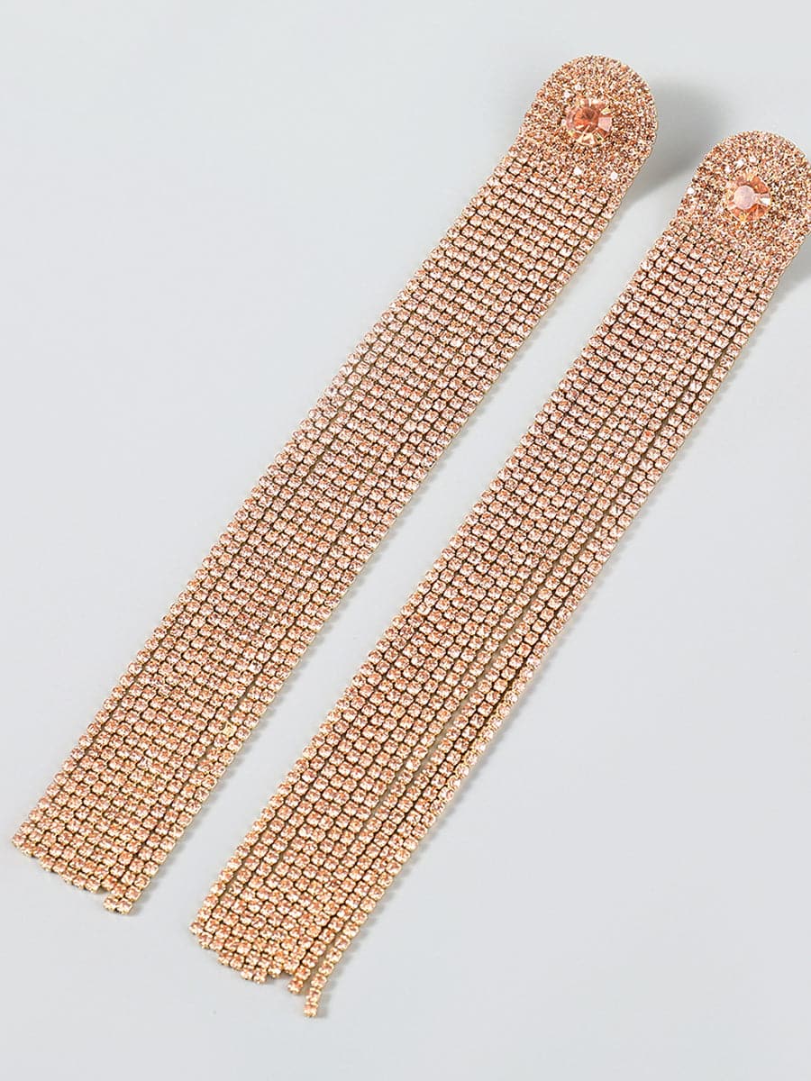 Rhinestone Long Tassel Earrings MSE00136 - Earrings - DYAVOR®
