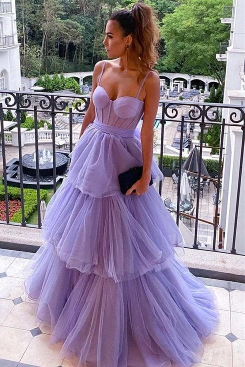 Kaylee |A-line Tiered Ruffled Long Tulle Prom Dress - Prom Dress - DYAVOR®