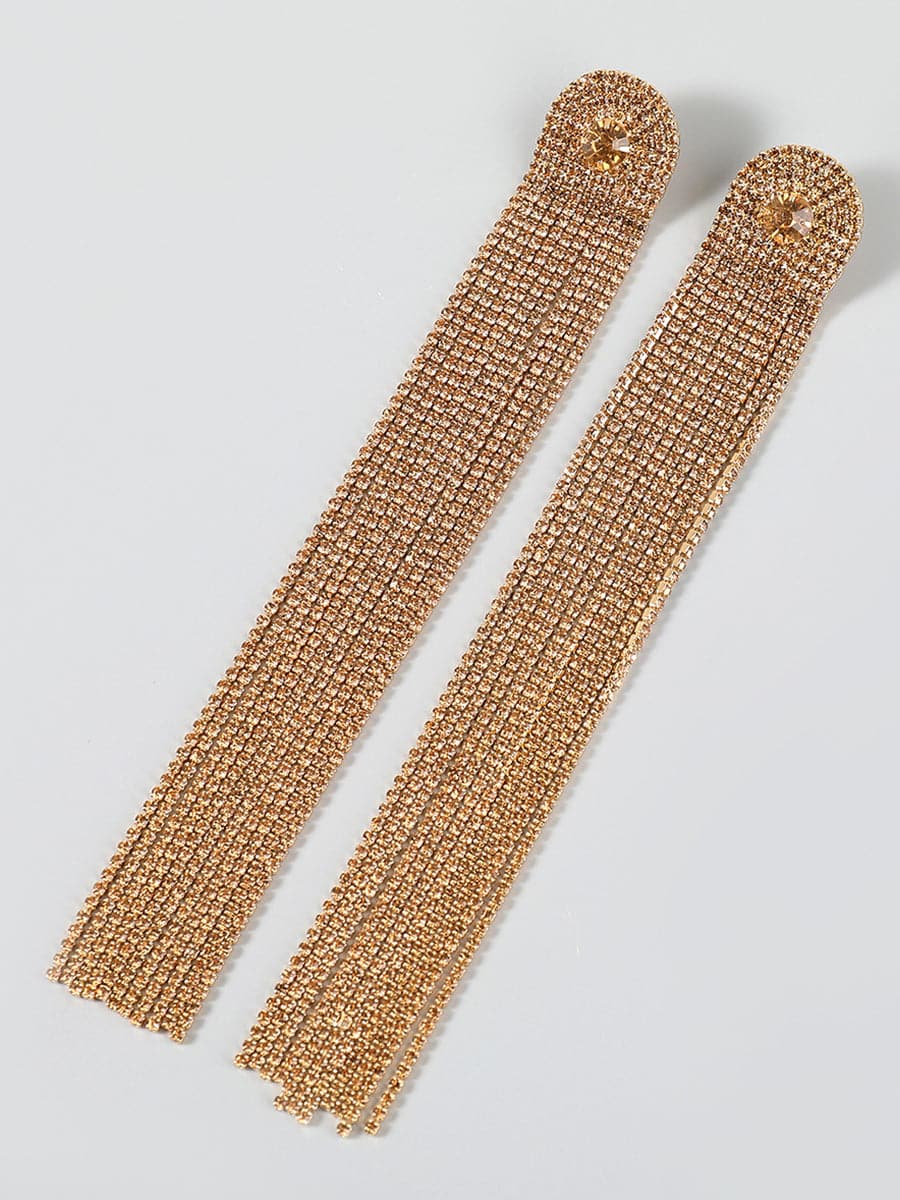 Rhinestone Long Tassel Earrings MSE00136 - Earrings - DYAVOR®