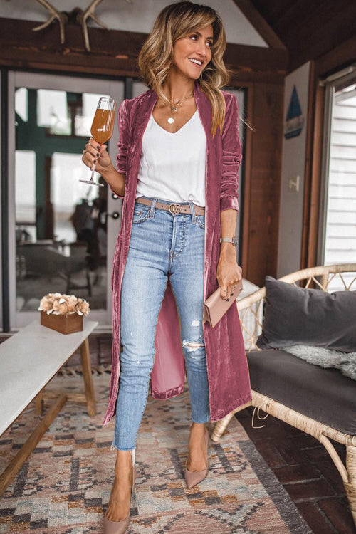 Live In Joy Velvet Long Sleeve Coat - 7 Colors - Top - DYAVOR®