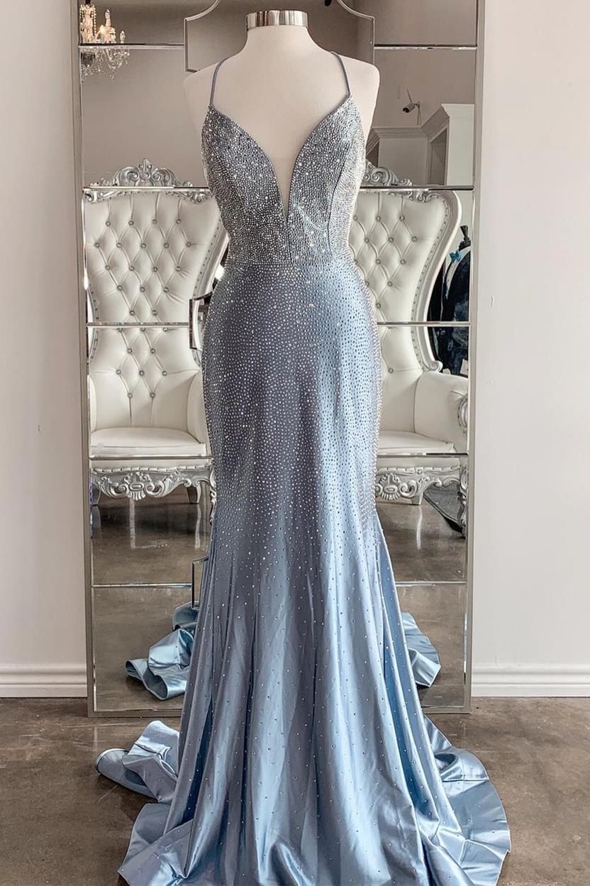 Stunning Mermaid Silver Long Prom Dress - - DYAVOR®