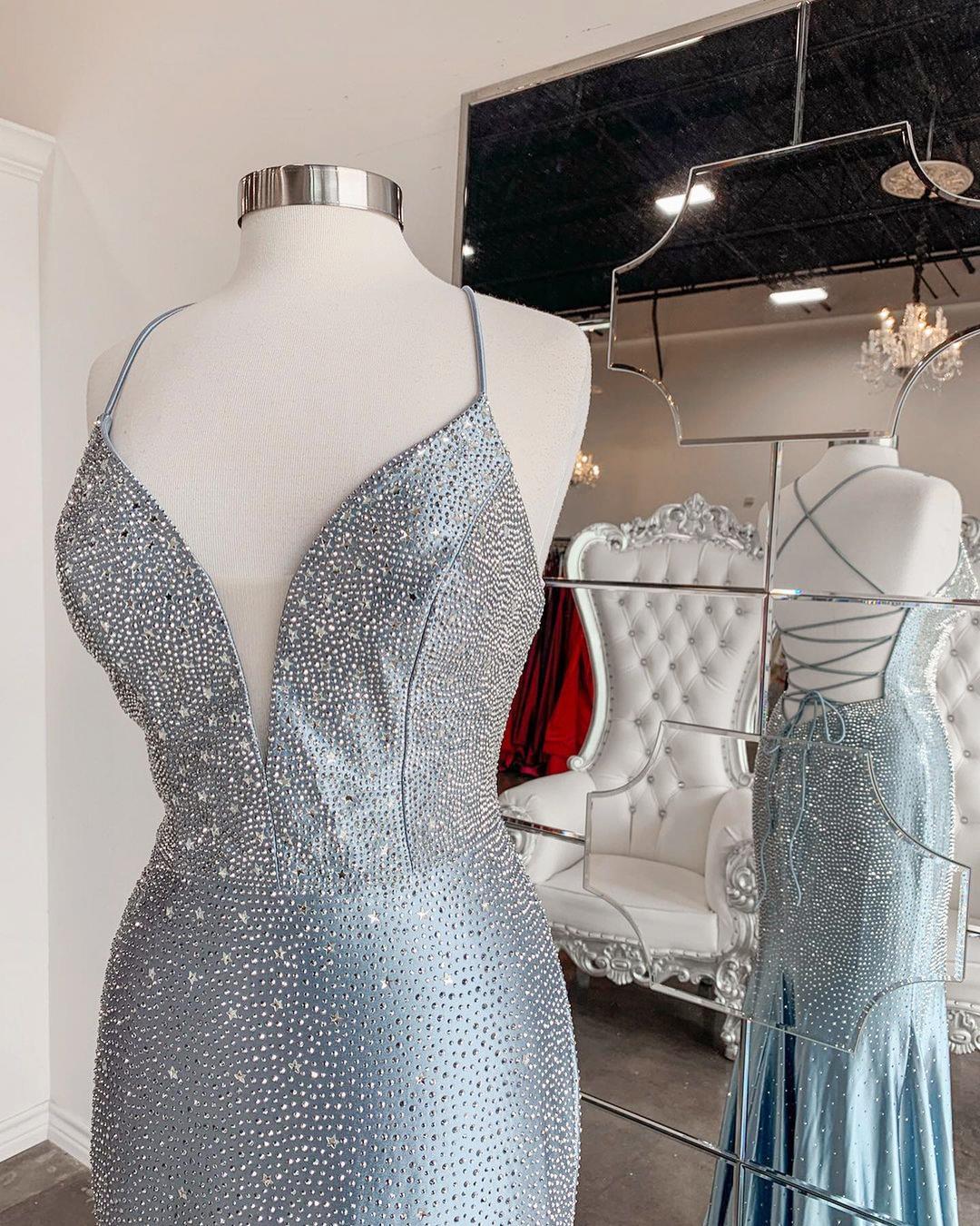 Stunning Mermaid Silver Long Prom Dress - - DYAVOR®
