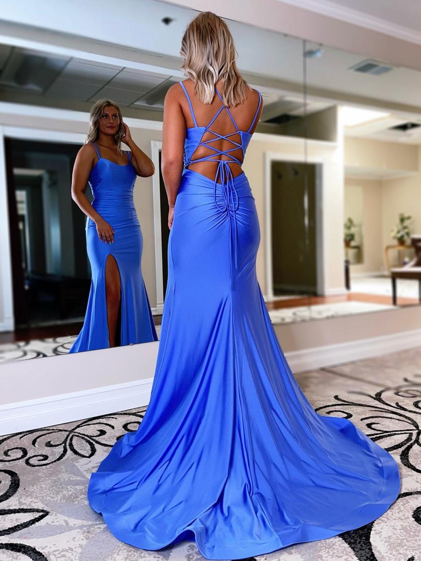 Sapphire |Mermaid Spaghetti Straps Jersey Prom Dress - Prom Dress - DYAVOR®