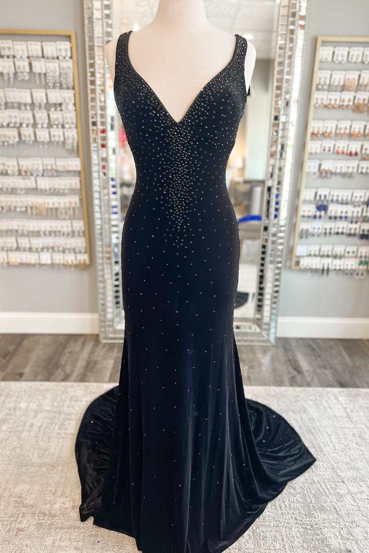 Emerald Velvet V-Neck Cutout Back Mermaid Long Formal Dress - Prom Dress - DYAVOR®