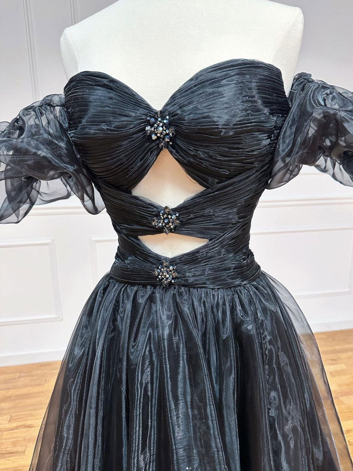 Aspen |A-Line Black Organza Long Prom Dress - Prom Dress - DYAVOR®