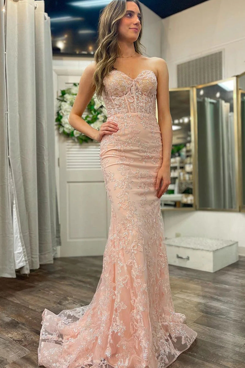 Michaela |Mermaid Sweetheart Sequined Lace Long Prom Dress - Prom Dress - DYAVOR®