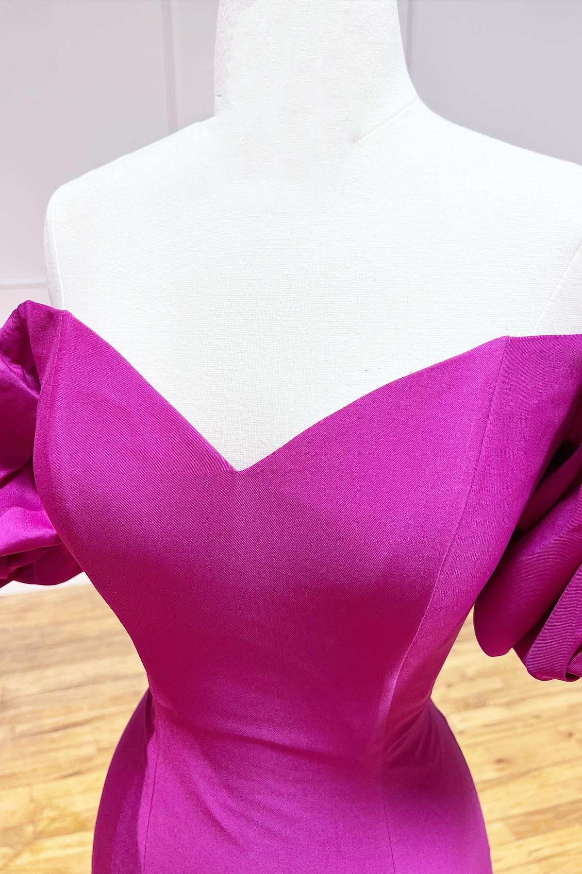 Magenta Satin Strapless Trumpet Long Prom Dress - Prom Dress - DYAVOR®