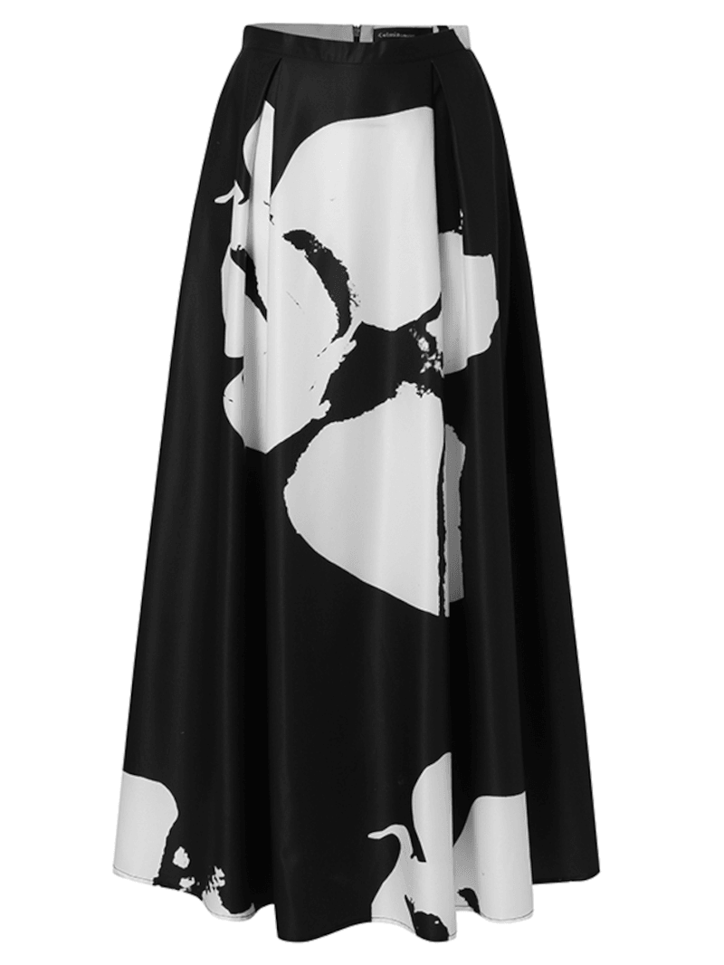Women Large Flower Print A-Line Swing Casual High Waist Skirts with Pocket - Skirts - DYAVOR®