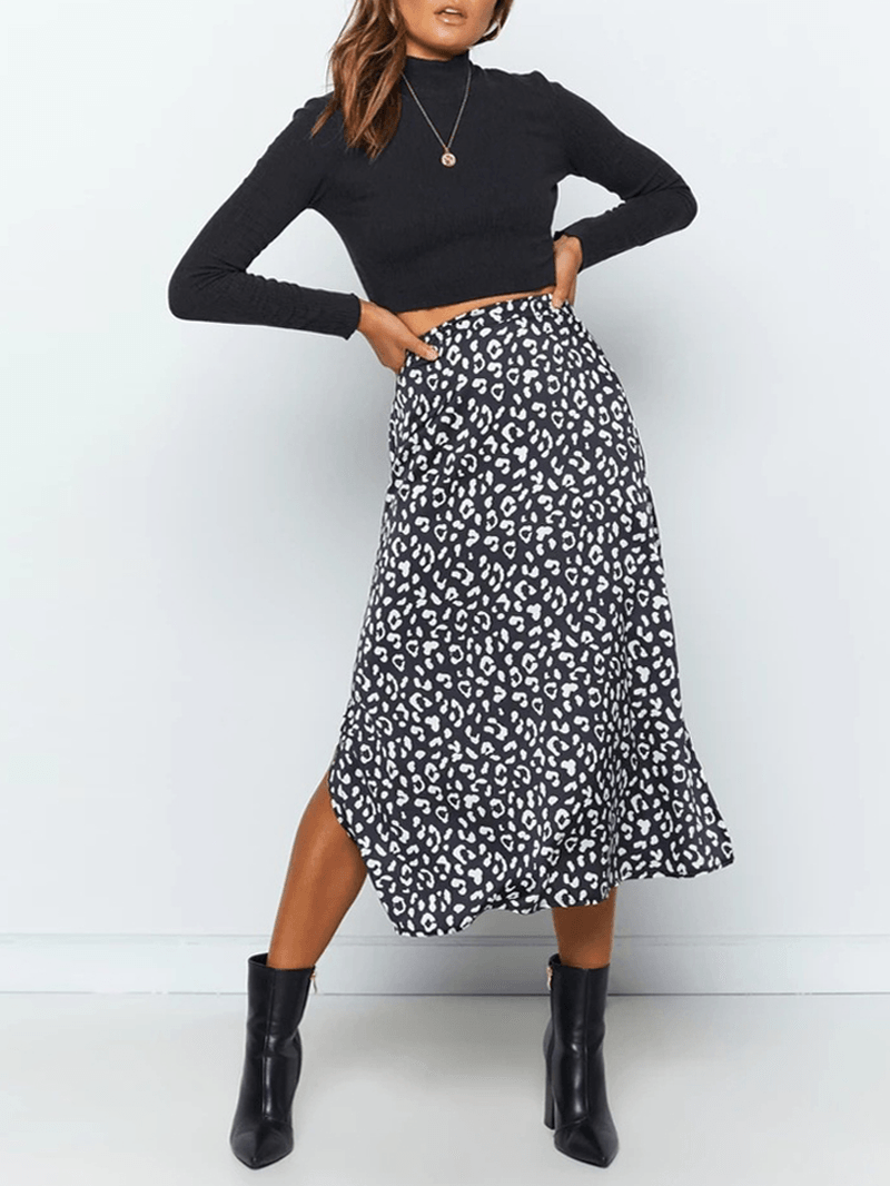Leopard Print Side Split High Waist Slim Skirts - Skirts - DYAVOR®
