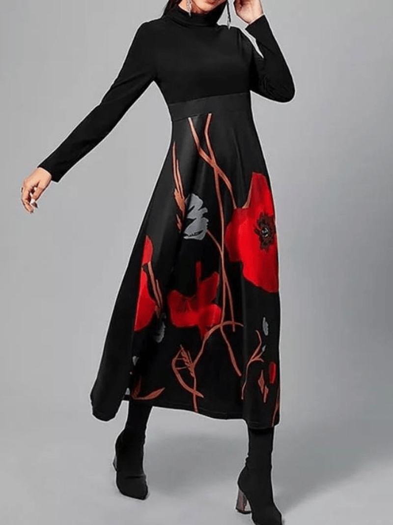 Women Flower Print A-Line Vintage High Waist Skirts - Skirts - DYAVOR®