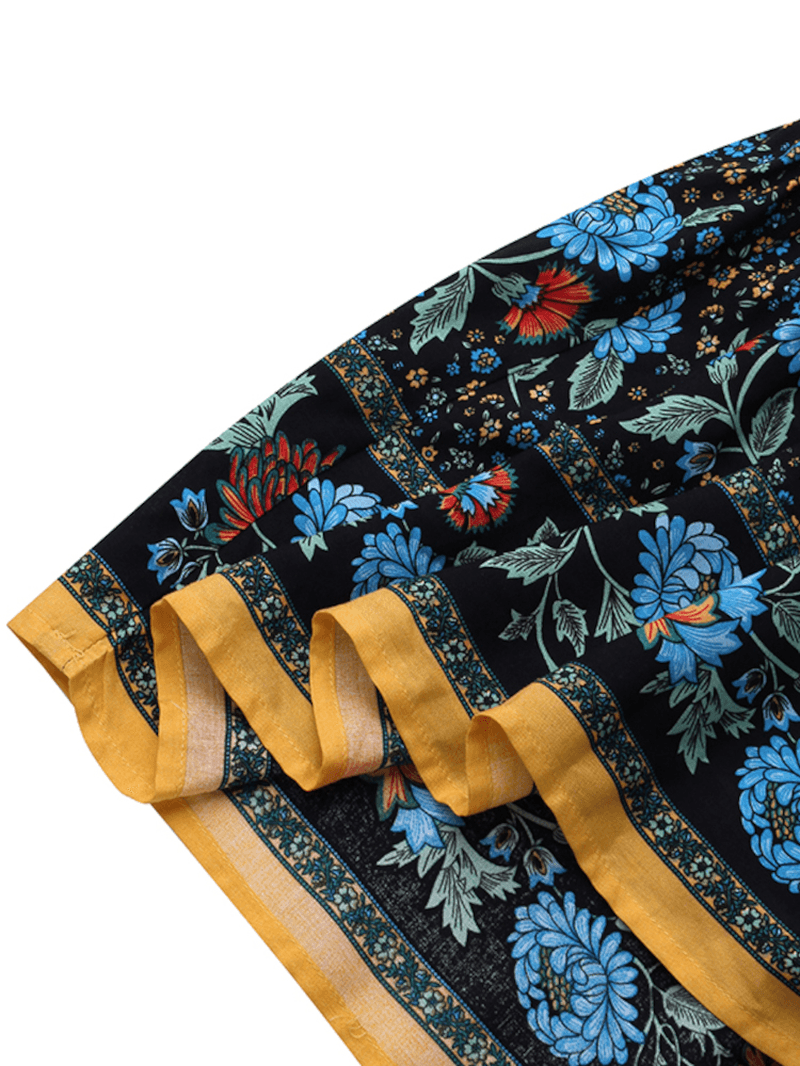 Floral Print Lace Patchwork Leisure Layered Elastic Waist Skirts for Women - Skirts - DYAVOR®