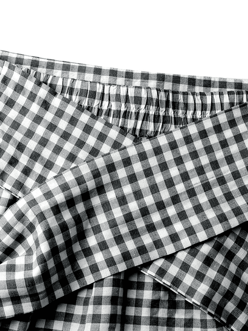 Women Plaid Pleated Lace-Up Elastic Waist Swing Skirts - Skirts - DYAVOR®
