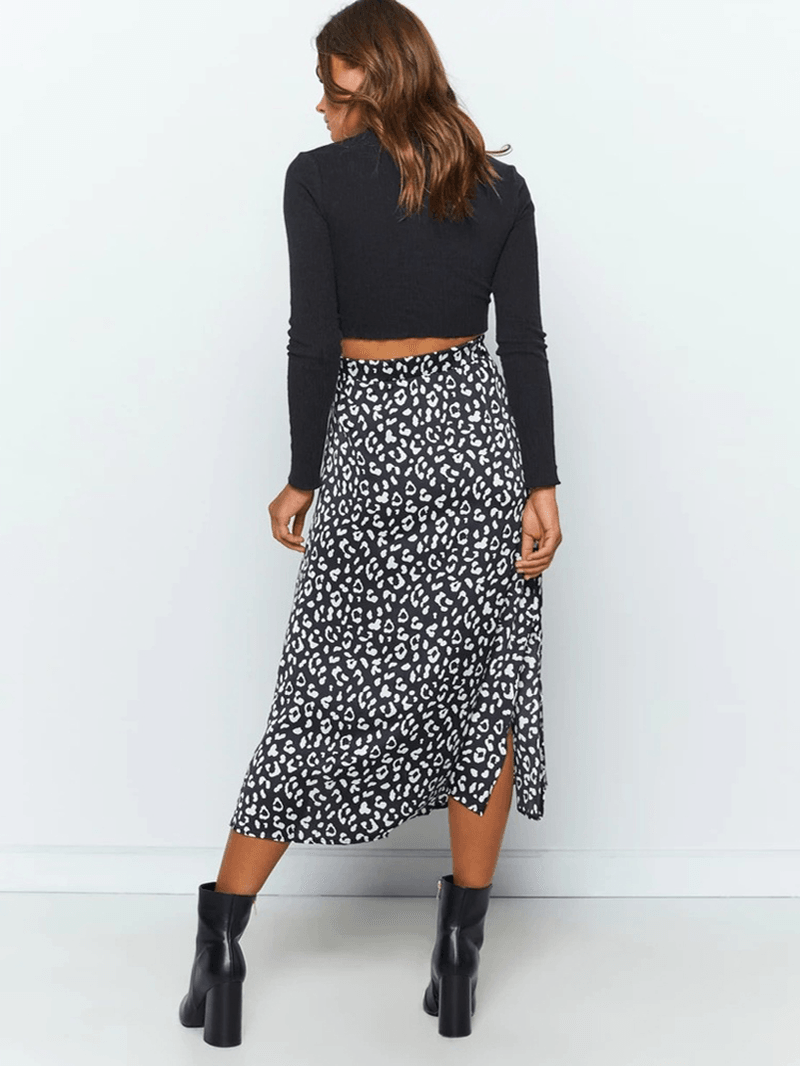 Leopard Print Side Split High Waist Slim Skirts - Skirts - DYAVOR®
