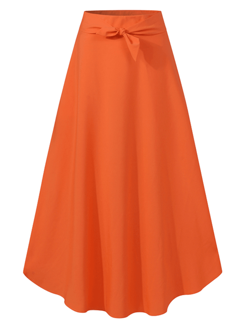 Solid Color High Waist Belted Side Zipper Irregular Hem Casual Skirts - Skirts - DYAVOR®