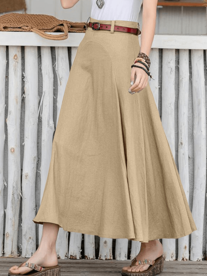 100% Cotton Solid Side Zipper Spliced Casual Loose Skirt for Women - Perfect for All Seasons - Skirts - DYAVOR®