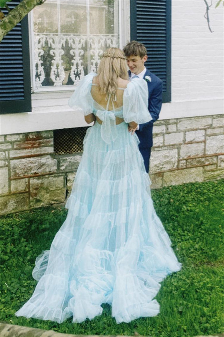 Rosalina |A Line Tow-Piece Tulle Prom Dress with Slit - Prom Dress - DYAVOR®