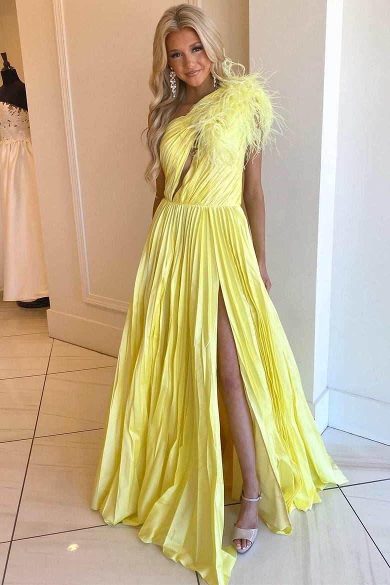 Raven |A Line Pleated One Shoulder Taffeta Prom Dress - Prom Dress - DYAVOR®