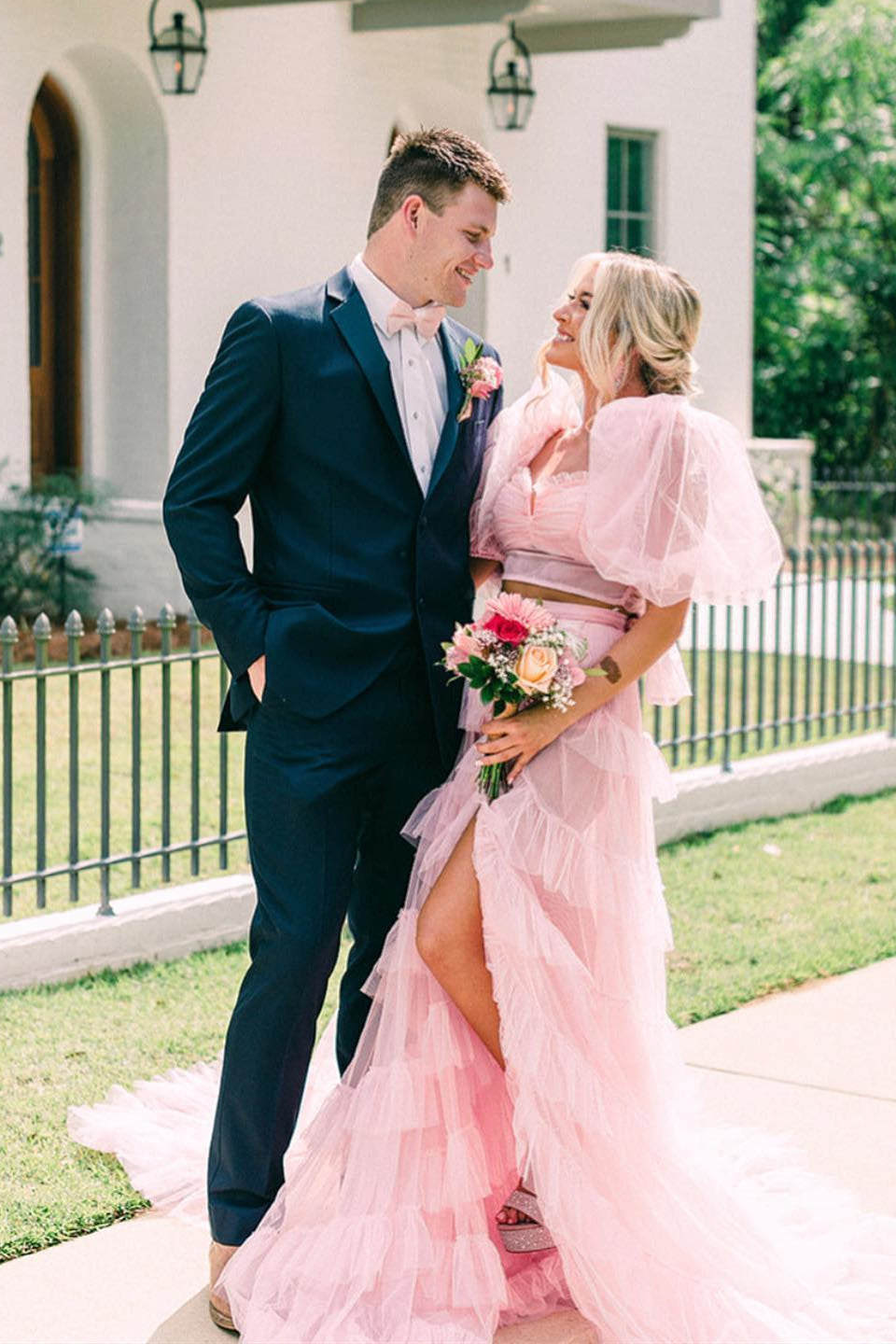 Rosalina |A Line Tow-Piece Tulle Prom Dress with Slit - Prom Dress - DYAVOR®