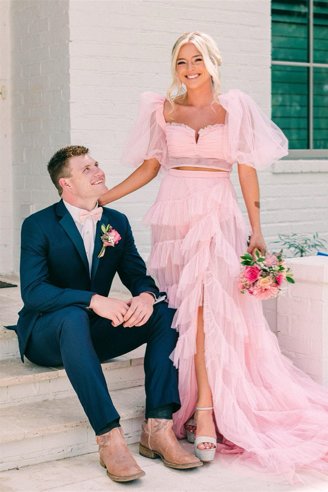 Rosalina |A Line Tow-Piece Tulle Prom Dress with Slit - Prom Dress - DYAVOR®