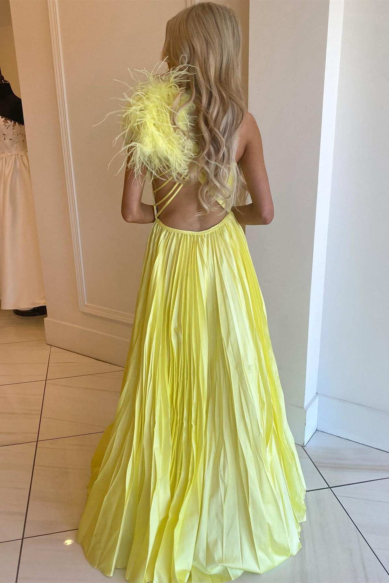 Raven |A Line Pleated One Shoulder Taffeta Prom Dress - Prom Dress - DYAVOR®