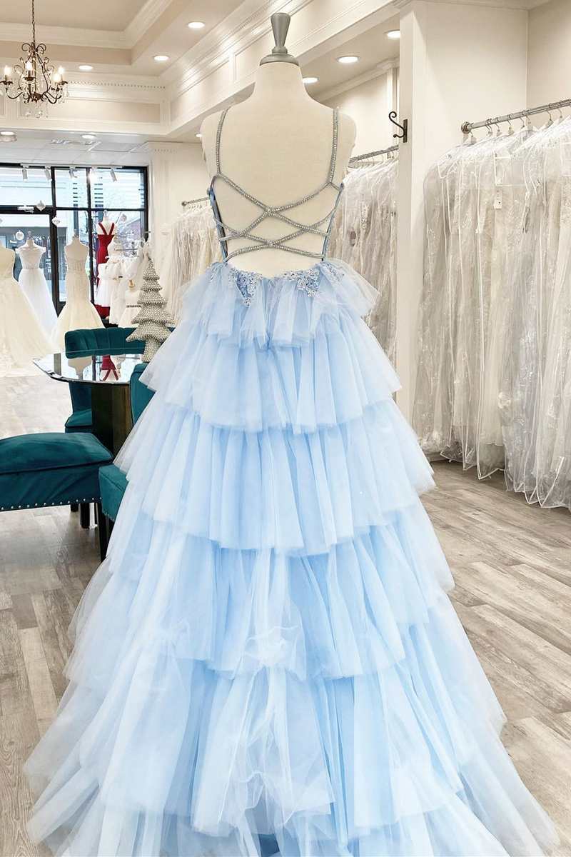 Floral Lace V-Neck Multi-Tiered A-Line Prom Dress - Prom Dress - DYAVOR®