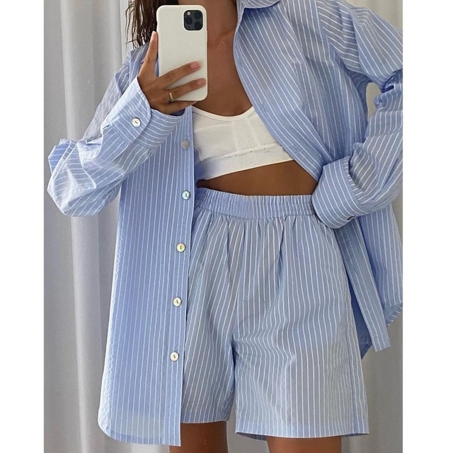 Elegant Cotton Two-piece Set | Casual Short Sleeve Outfit for Women - 11/162024 1 - DYAVOR®