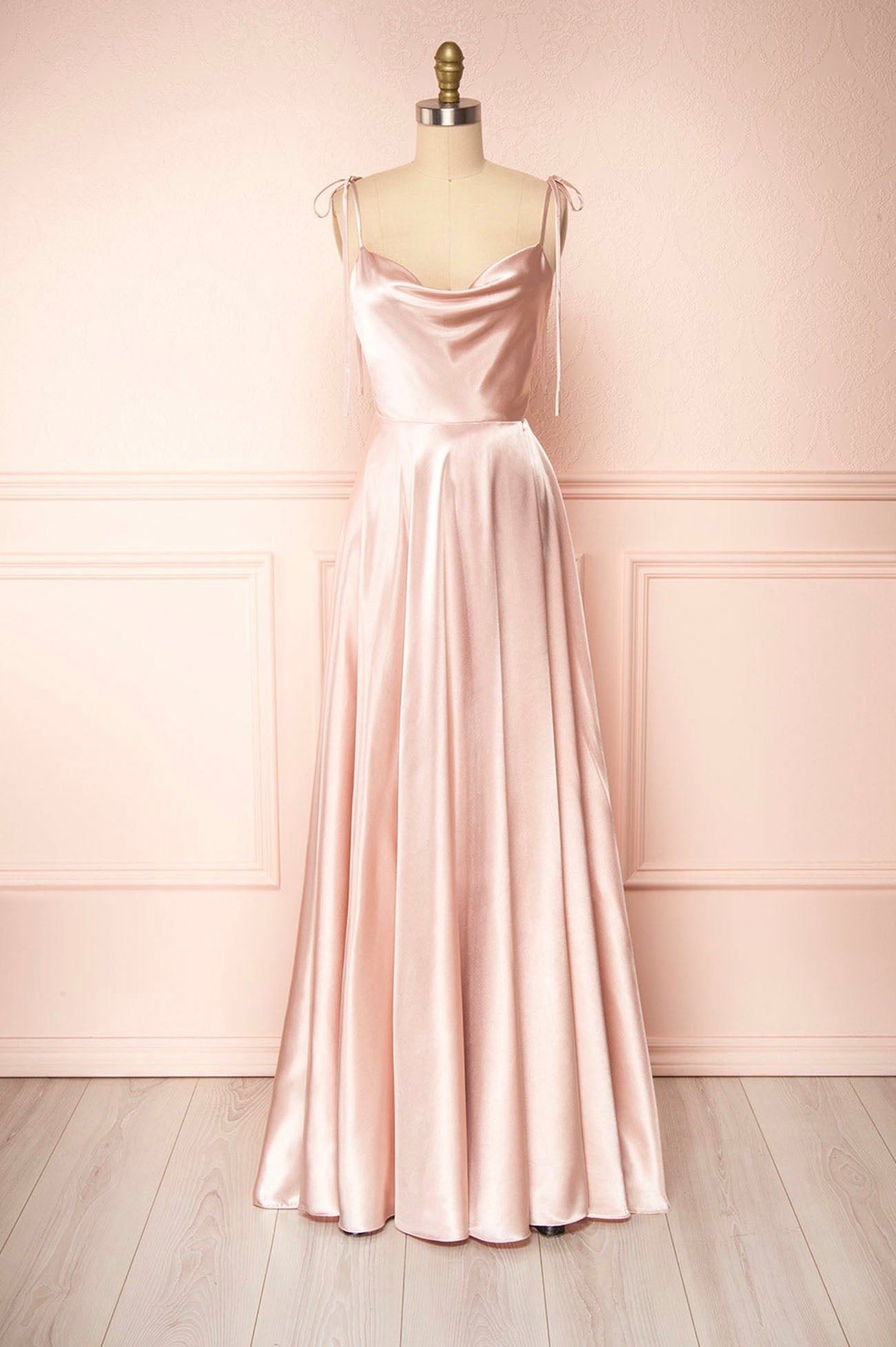 Vienna | Simple Satin Long A-Line Prom Dress Spaghetti Straps Evening Dress - Prom Dress - DYAVOR®