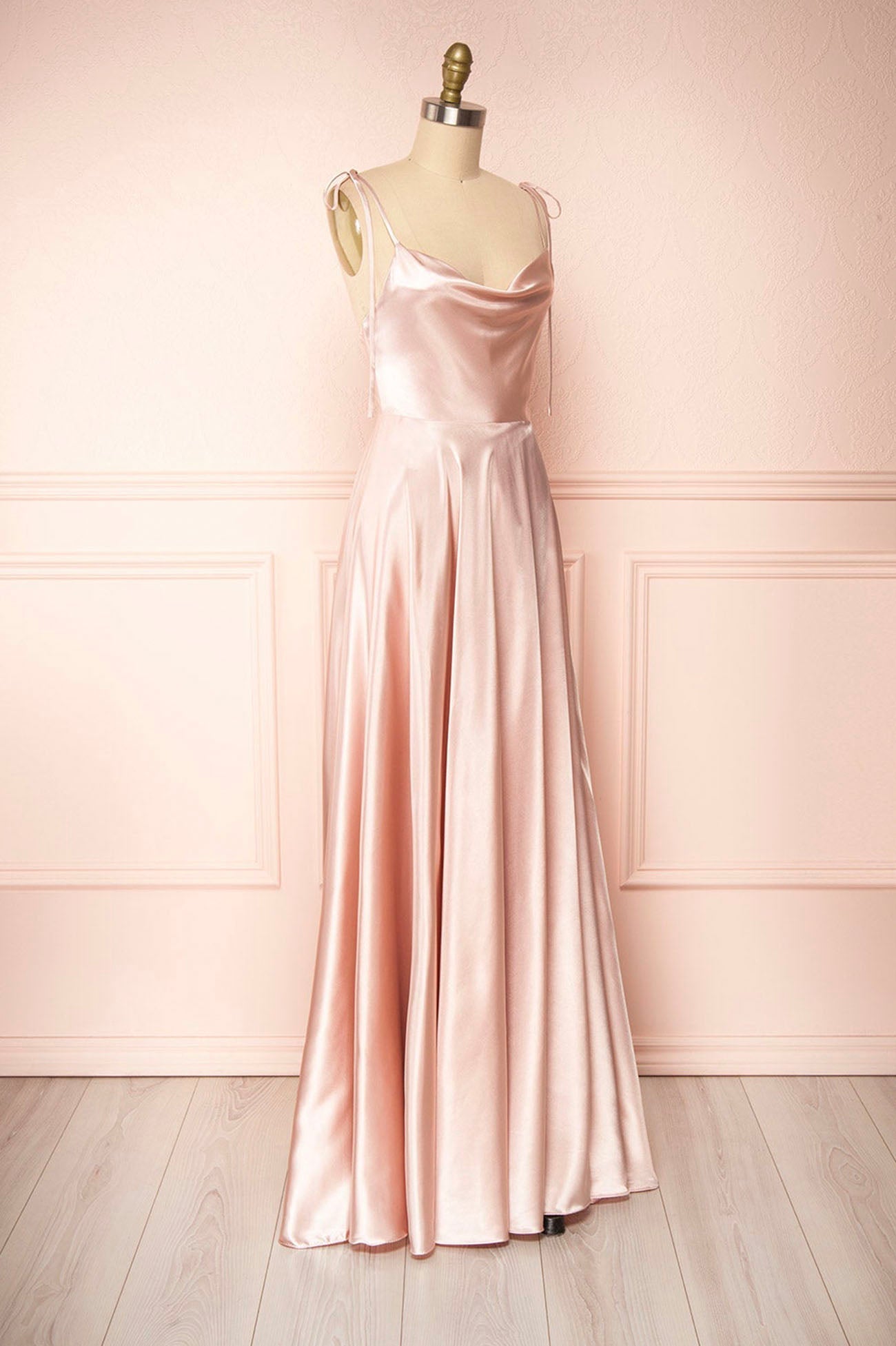 Vienna | Simple Satin Long A-Line Prom Dress Spaghetti Straps Evening Dress - Prom Dress - DYAVOR®
