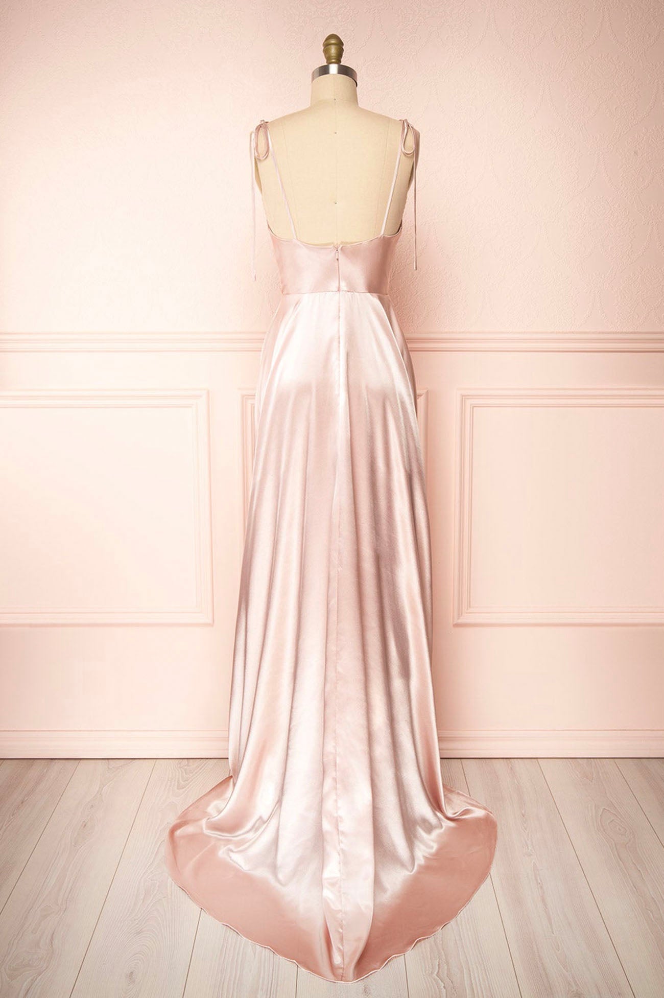 Vienna | Simple Satin Long A-Line Prom Dress Spaghetti Straps Evening Dress - Prom Dress - DYAVOR®