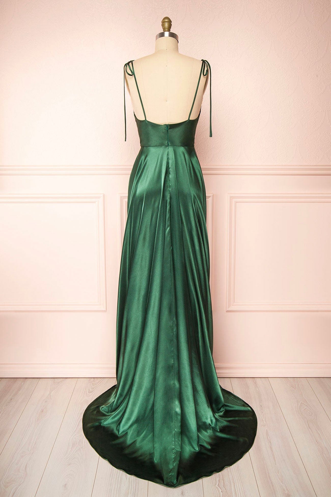 Vienna | Simple Satin Long A-Line Prom Dress Spaghetti Straps Evening Dress - Prom Dress - DYAVOR®