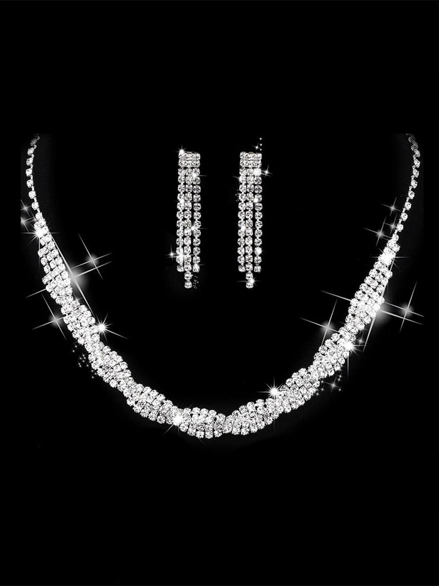 Missord Rhinestone Claw Chain Wrap Necklace Earring Set MRL1024 - Jewelry Set - DYAVOR®