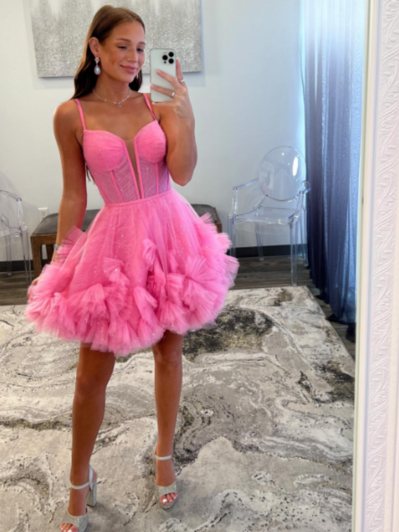 Yara |A-Line V Neck Short Tulle Homecoming Dress - Homecoming Dress - DYAVOR®