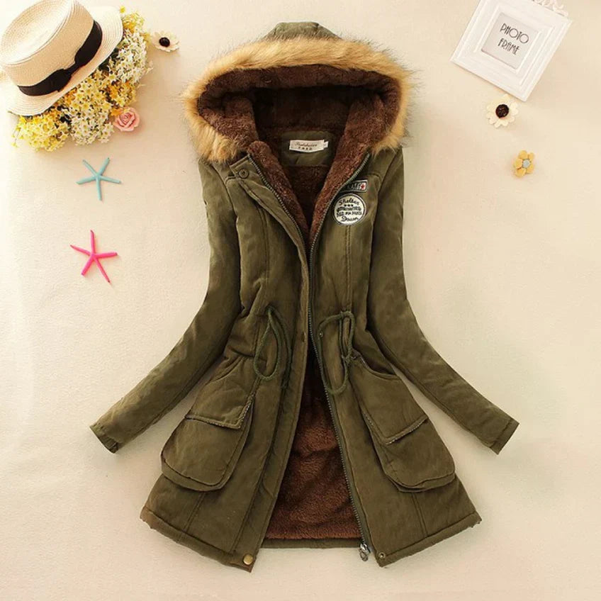 Hilde | warm lined winter jacket with hood for women - - DYAVOR®