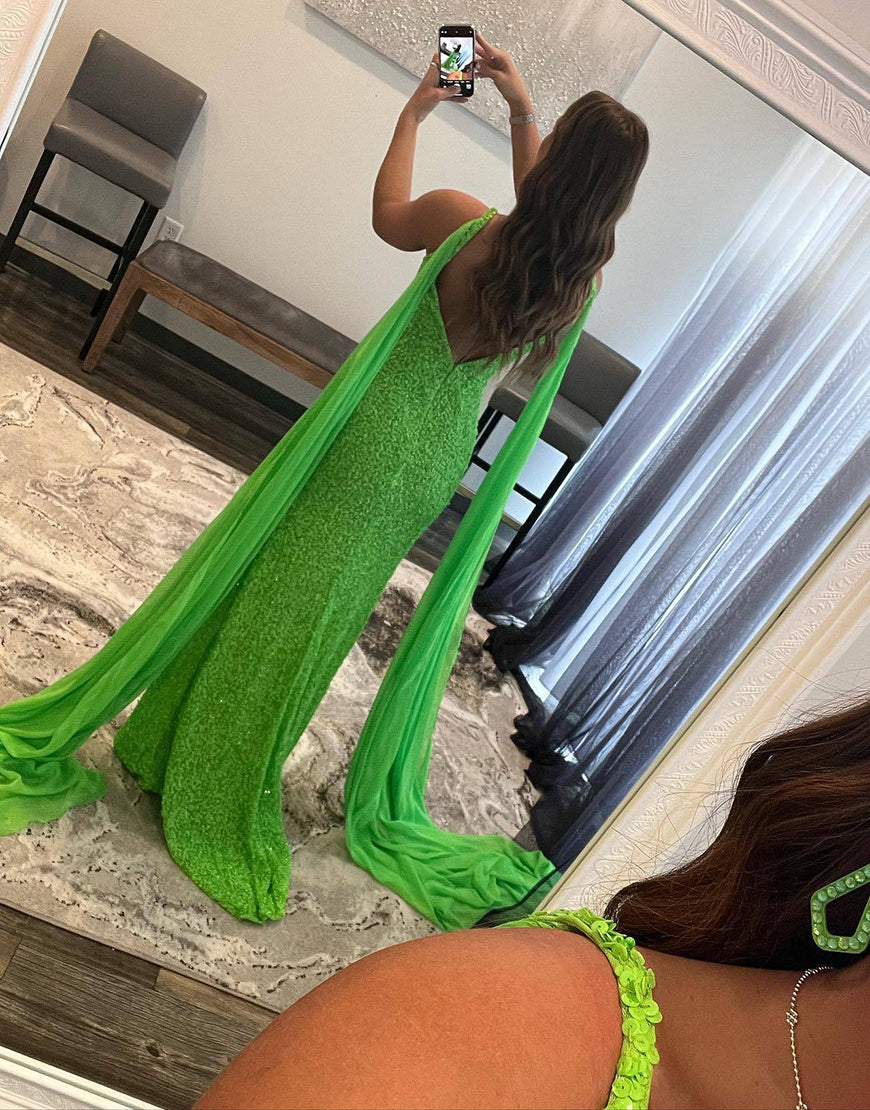 Lorelai |Mermaid V Neck Sequin Prom Dress with Slit - Prom Dress - DYAVOR®