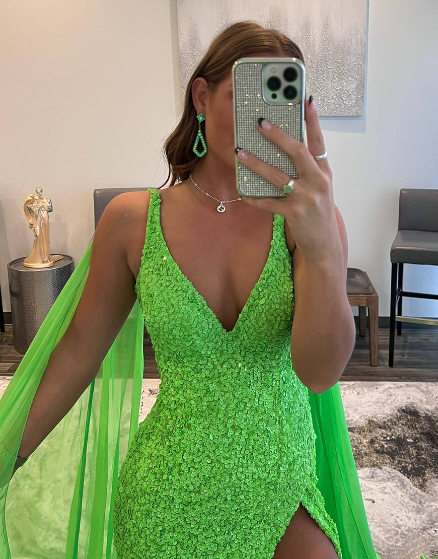 Lorelai |Mermaid V Neck Sequin Prom Dress with Slit - Prom Dress - DYAVOR®