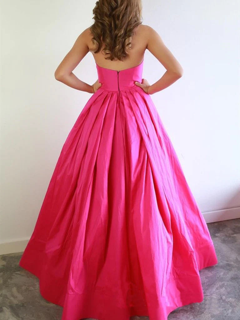 Sloane | Chic A-line Sweetheart Fuchsia Prom Dresses Satin Prom Dress Evening Dress - Prom Dress - DYAVOR®