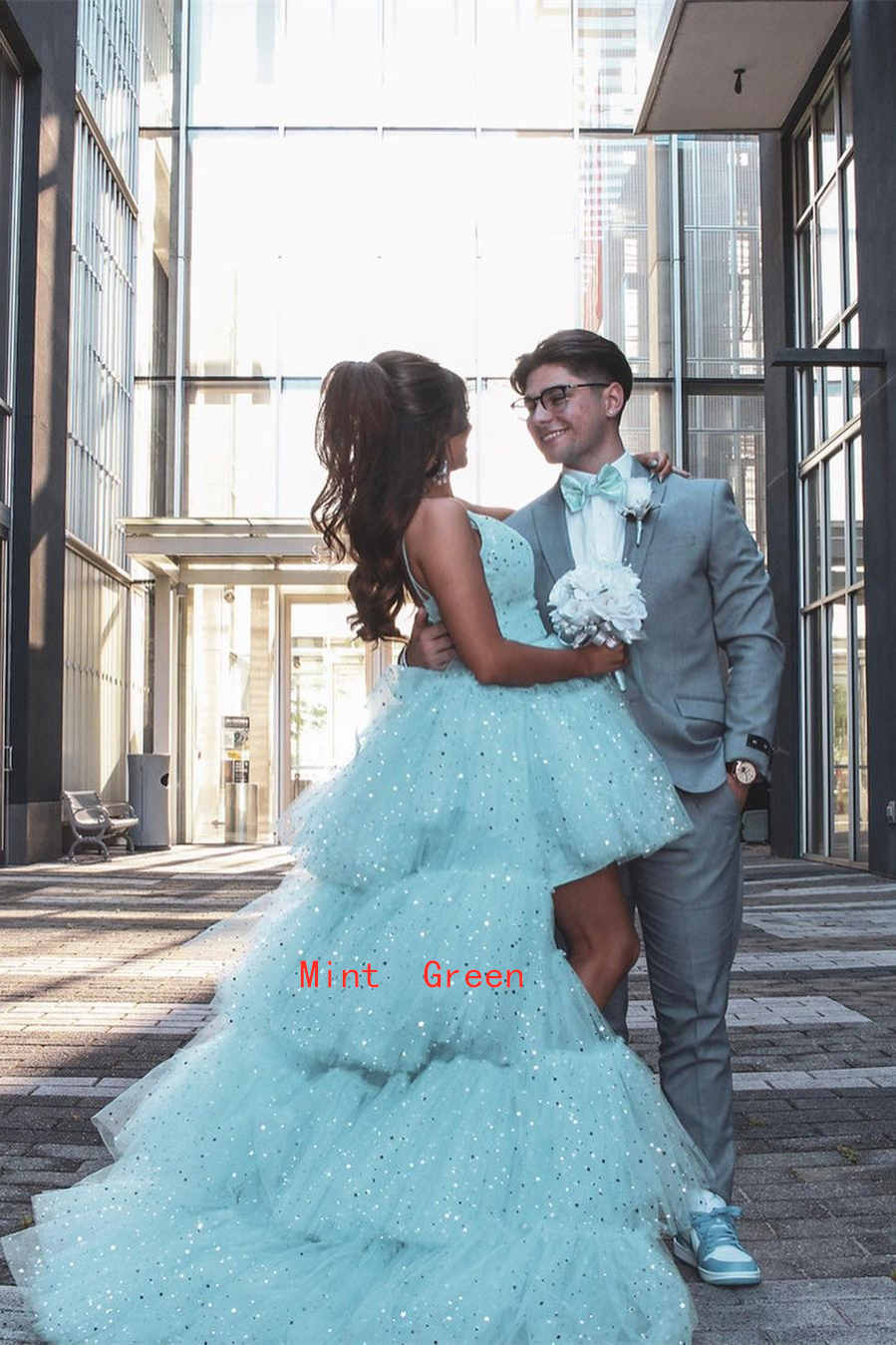 Glitter Hi-Low Lavender Tiered Tulle Prom Dress - prom dress - DYAVOR®