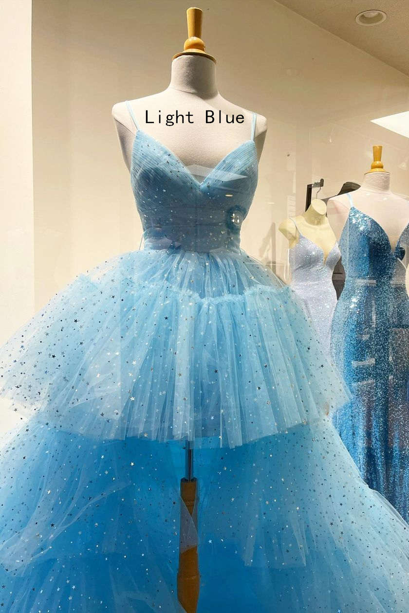 Glitter Hi-Low Lavender Tiered Tulle Prom Dress - prom dress - DYAVOR®