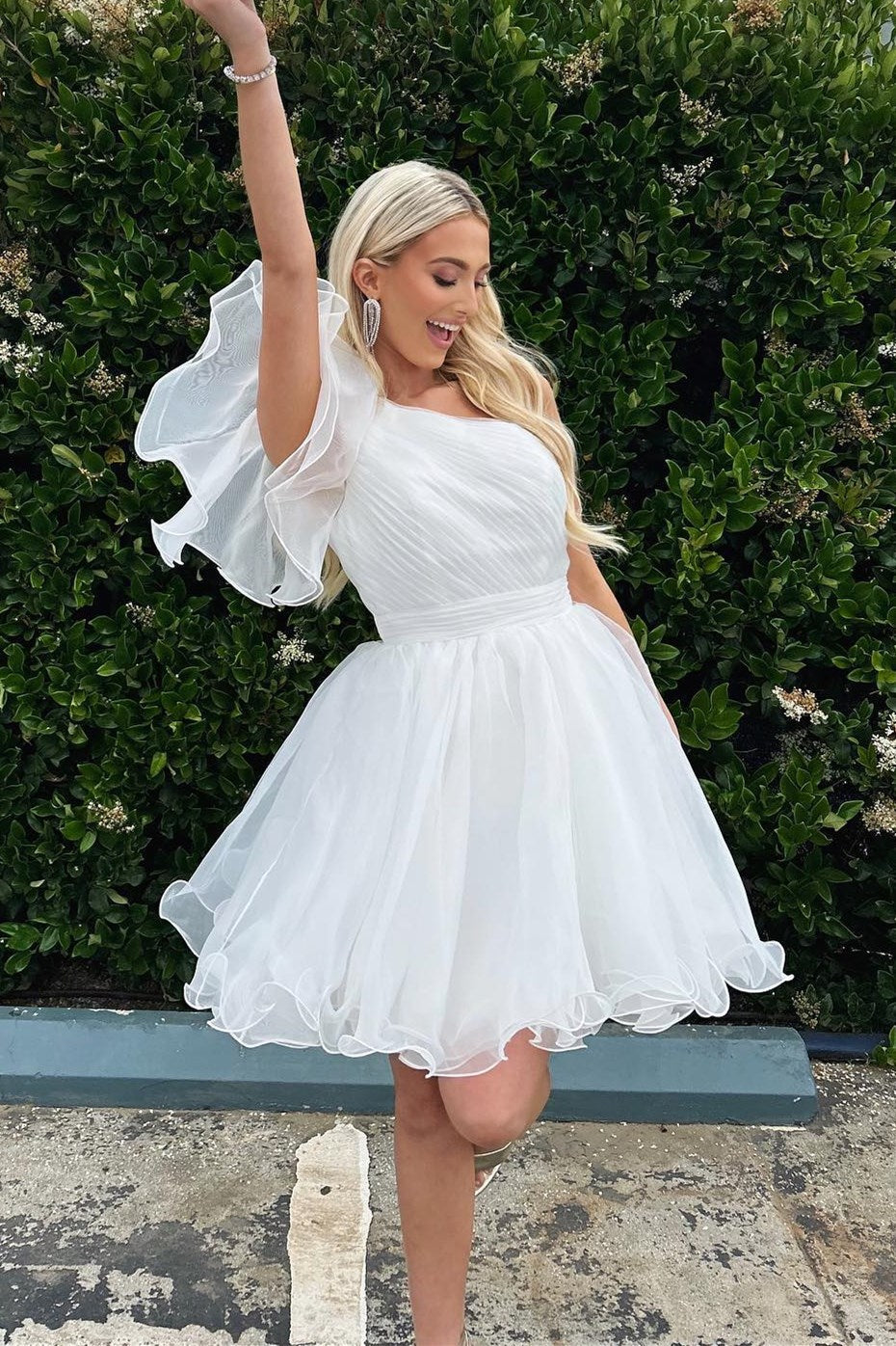 Rose |A-line One Shoulder Organza Homecoming Dress - Homecoming Dress - DYAVOR®