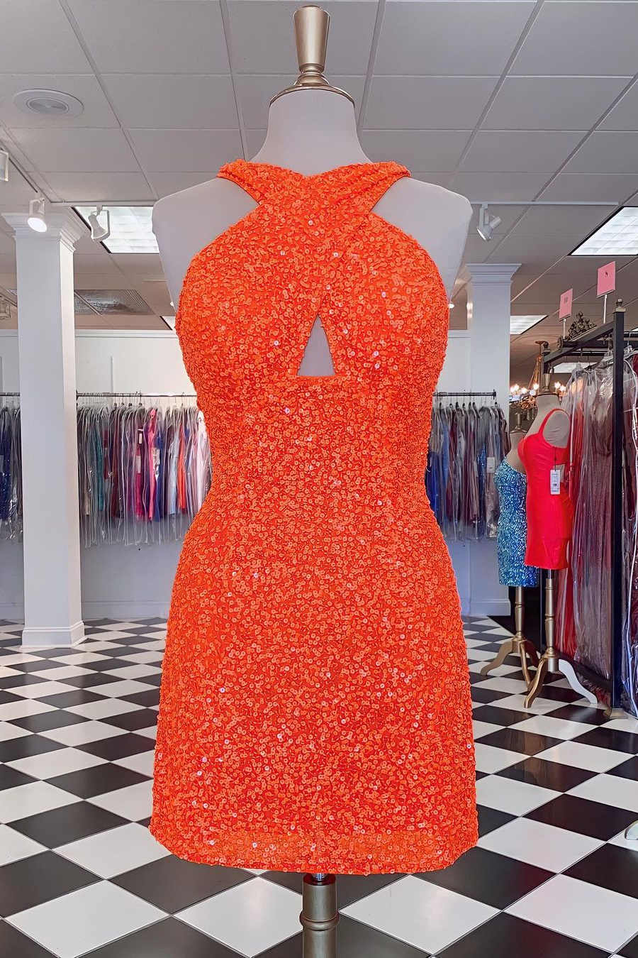 Lynn |A-line Sheath Backless Hot Pink Sequins Homecoming Dress - Homecoming Dress - DYAVOR®