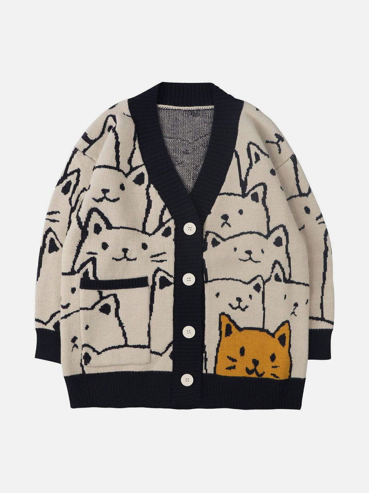 Feline | Knitted Cat Pattern Cardigan - 07/112024 2 - DYAVOR®