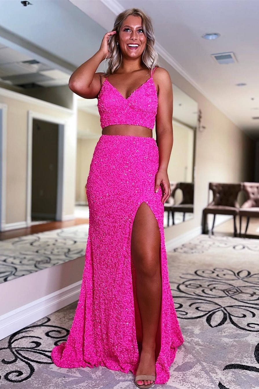Briana |Two Piece Mermaid Sequins Prom Dress with Slit - prom dress - DYAVOR®