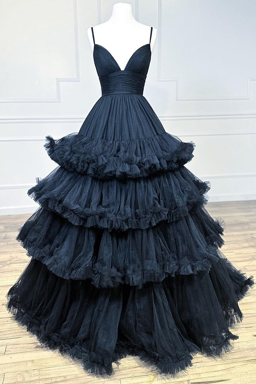 Skye |A-line V-Neck Tulle Prom Dress with Tiered Ruffles - Prom Dress - DYAVOR®