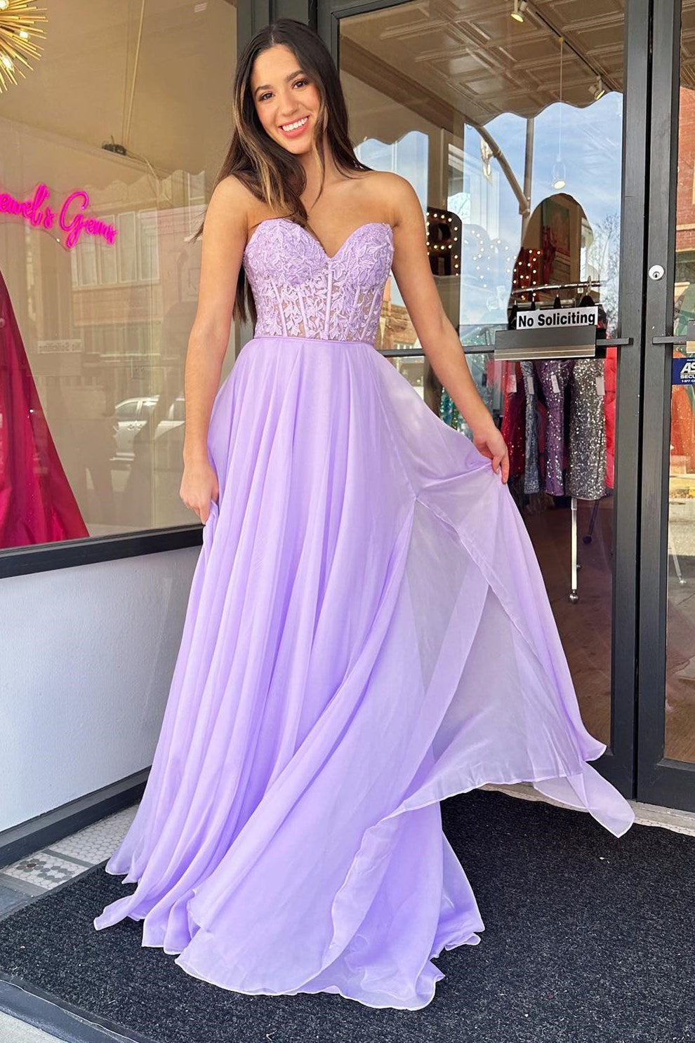 Rachel |A line Sweetheart Chiffon Prom Dress with Puff Sleeves - Prom Dress - DYAVOR®