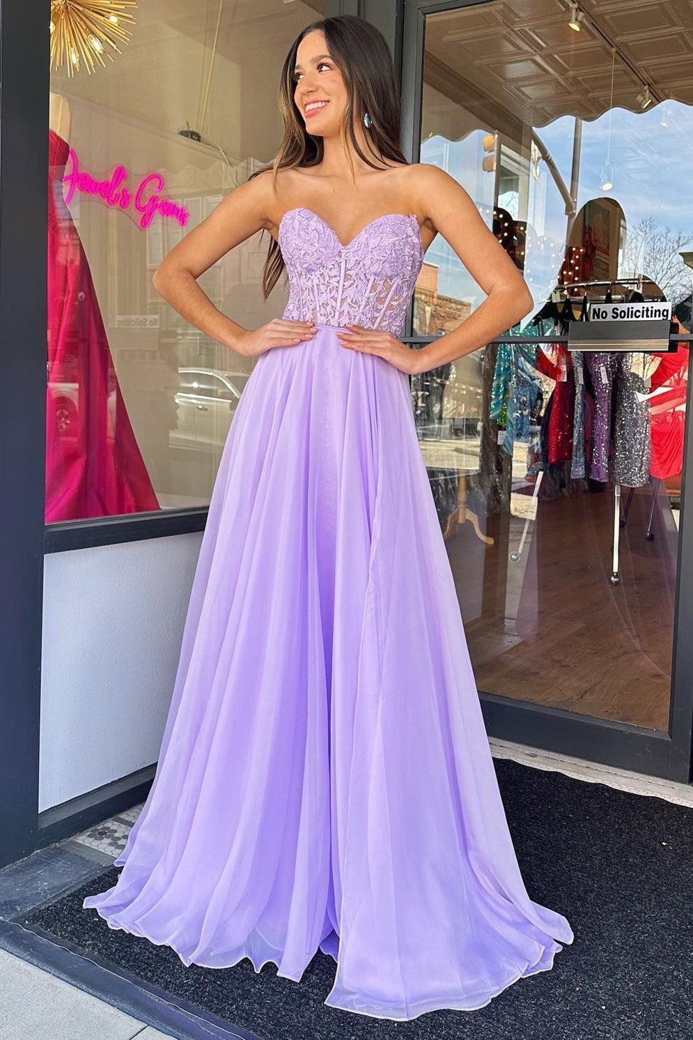 Rachel |A line Sweetheart Chiffon Prom Dress with Puff Sleeves - Prom Dress - DYAVOR®