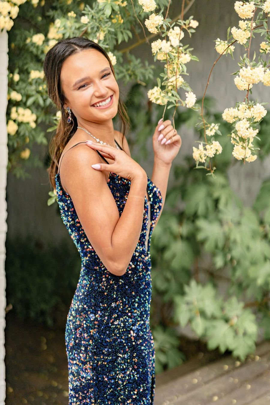 Side Slit Mermaid Plunging V-Neck Navy Blue Prom Dress - prom dress - DYAVOR®