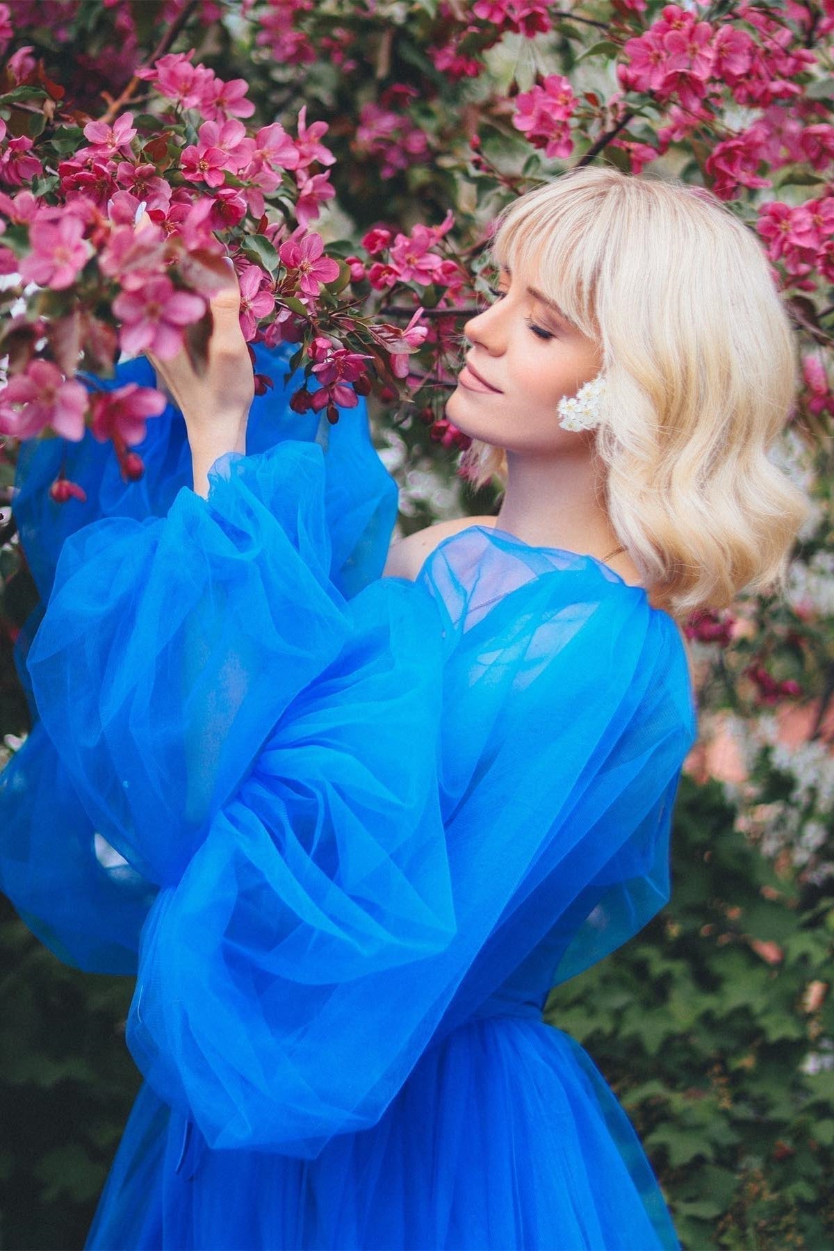 Adelynn |A line Long Sleeves Satin Tulle Prom Dress with Slit - Prom Dress - DYAVOR®